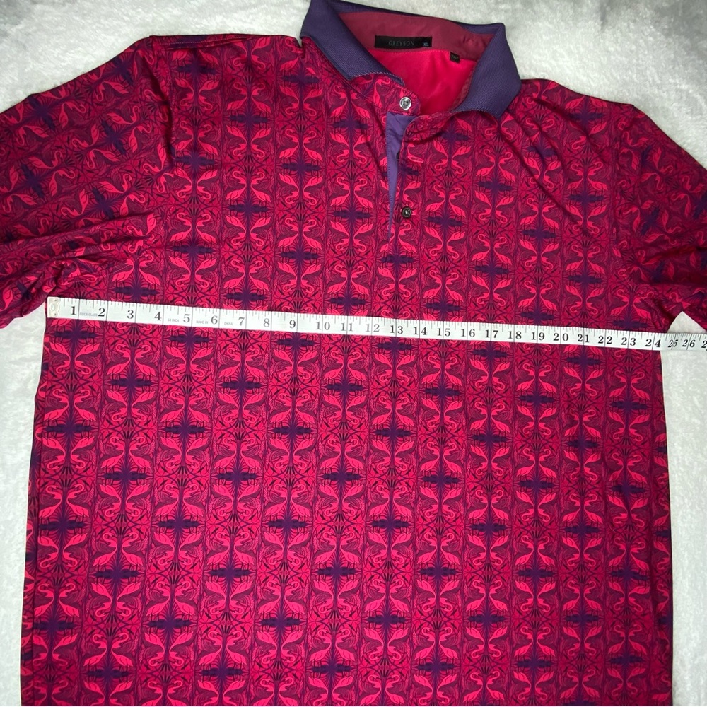 Greyson polo shirt Red/ Purple pattern Sz XL - Picture 8 of 8